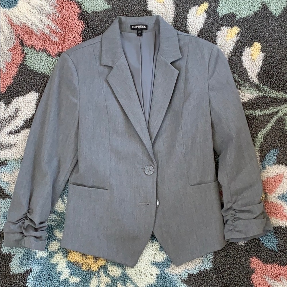 Ruched 3/4 Sleeve Blazer | Express